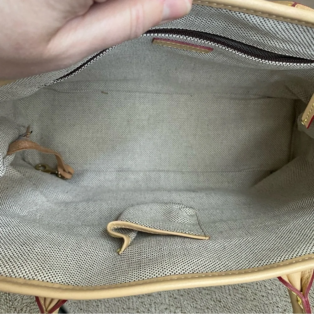 Dooney and Bourke Cream Fabric Logo Large Tote Satchel